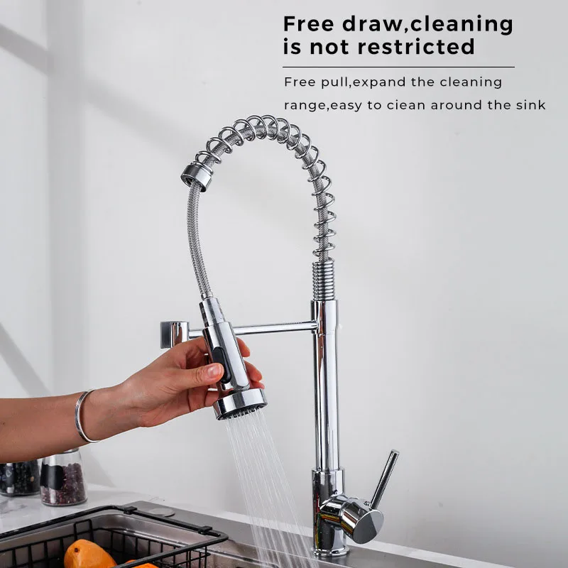 Kitchen Brass Taps Spring Pull Down Kitchen Faucet Water Taps Copper Kitchen Mixer