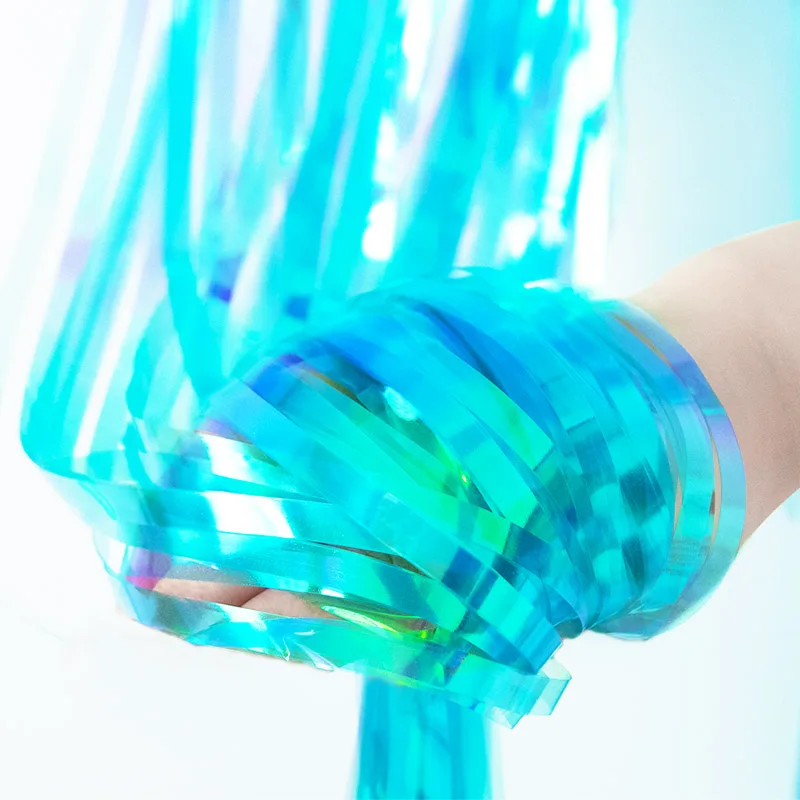 
PM613001 Iridescent disposable foil PET tinsel tassels party supplies for baby shower birthday party wedding decoration events 