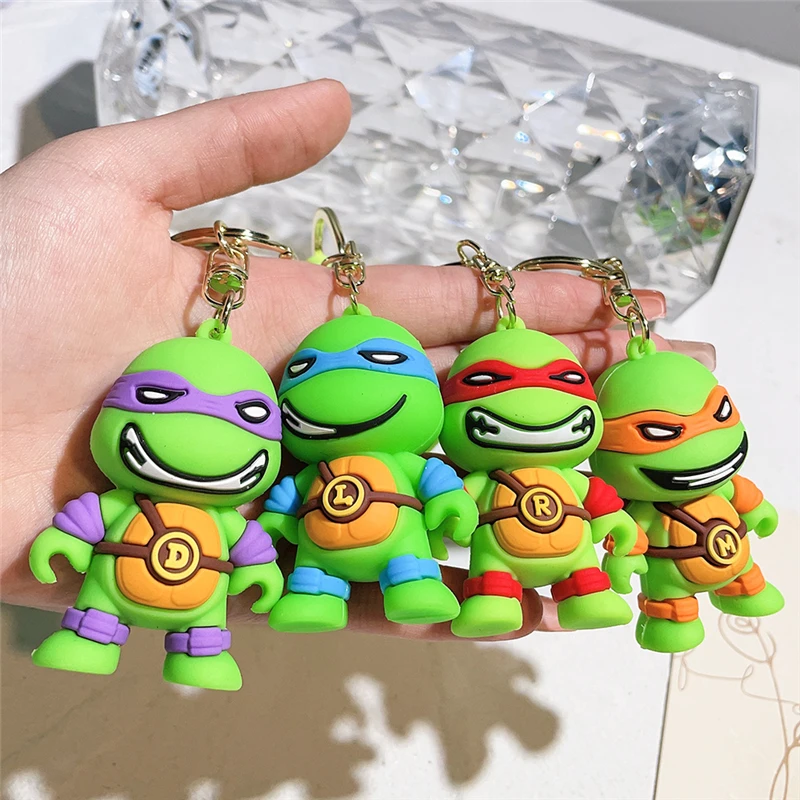 Wholesale PVC Key chain Cartoon Character Green Turtle Anime Keychain Creative Silicone Character Keychain Pendant