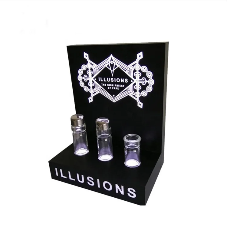 China supplier customized acrylic liquid bottle display with led light for retail shop fixture