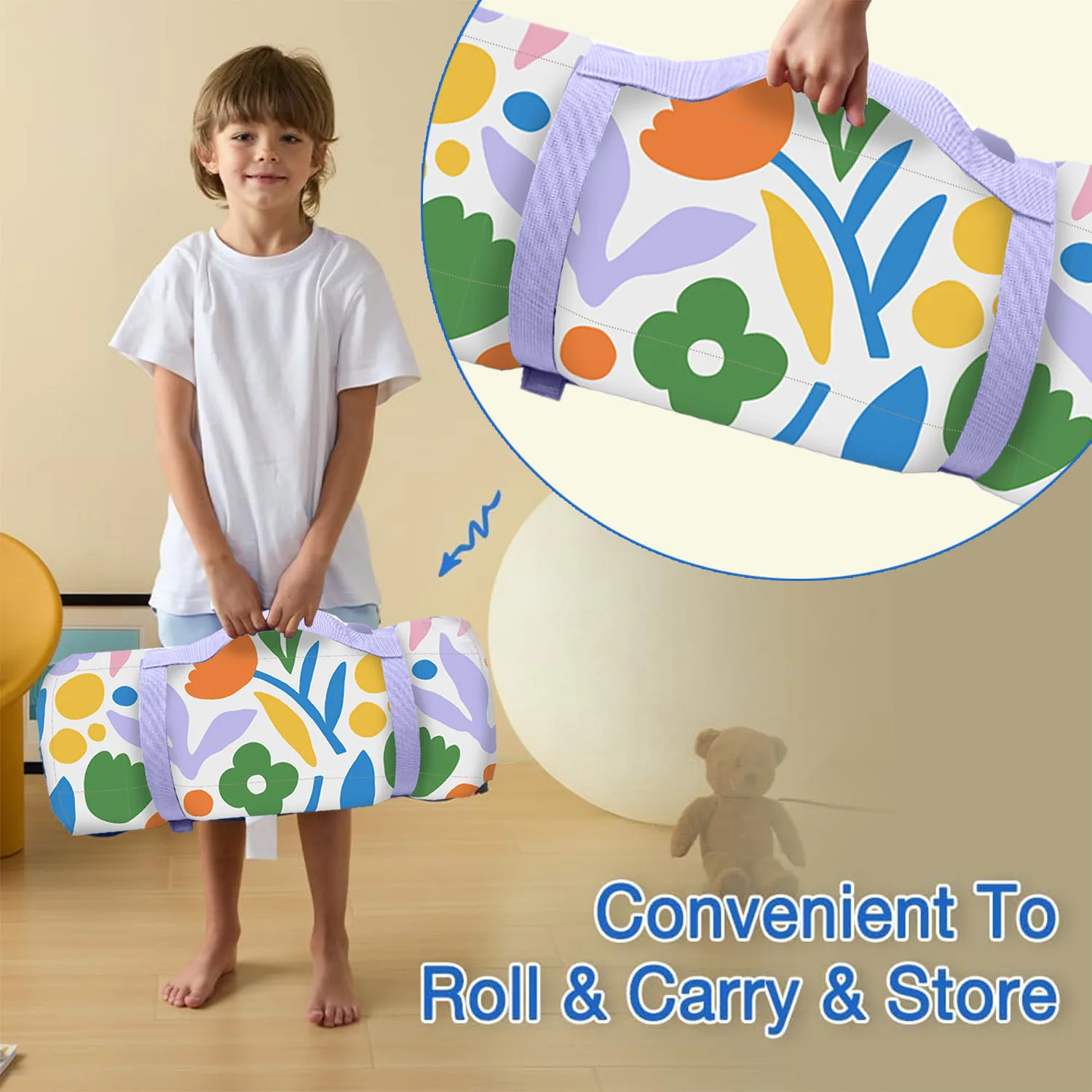 Kids Sleeping Bag for Daycare, Preschool Rolled Napping Mats Kindergarten Sleeping Mat for Toddler  Mat with Pillow and Blanket