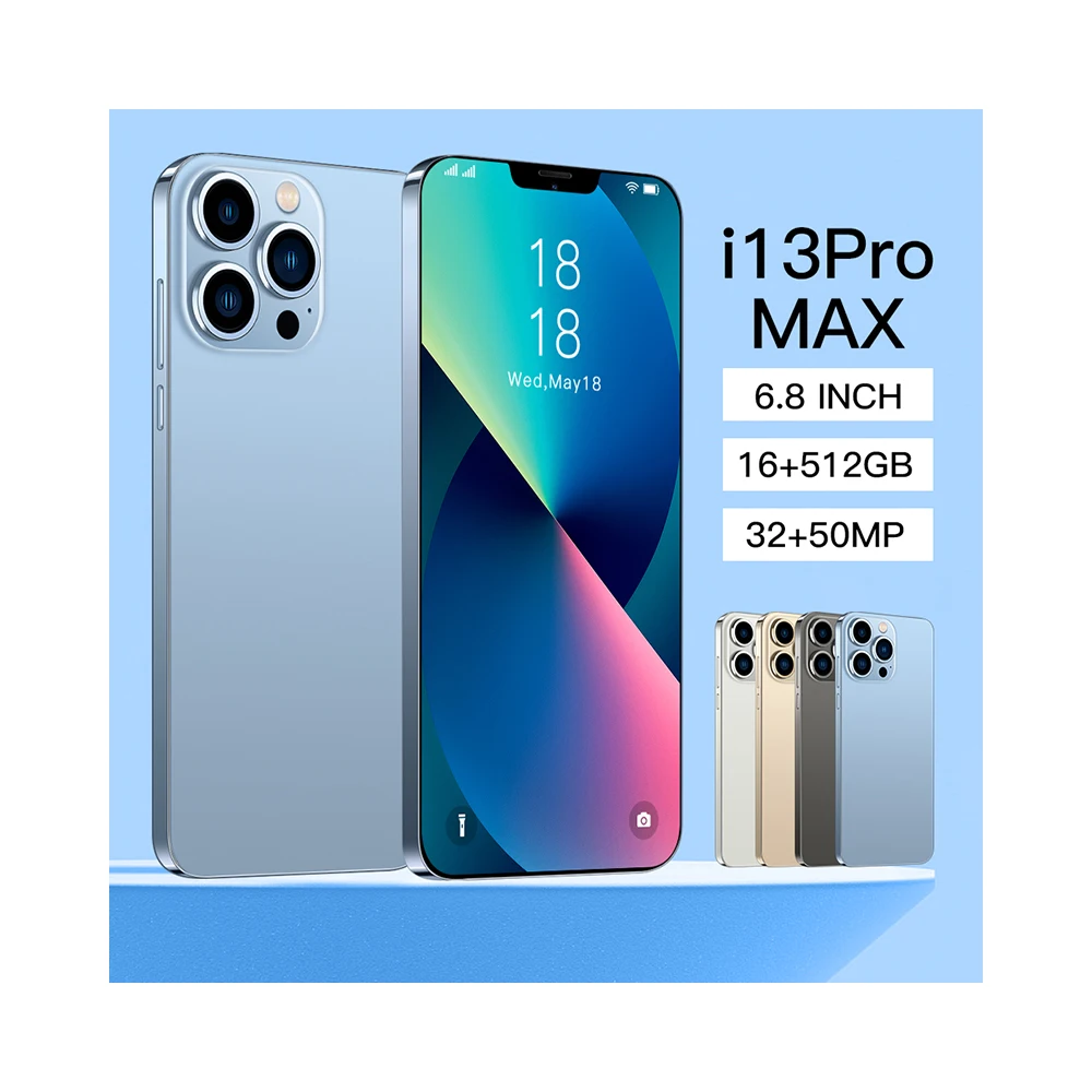 Hot Sale i13PRO MAX 6.8 inch 8+256GB Android Smartphone 10 Core 5G LET Phone celular 3 Cameras Face ID Unlock Phone