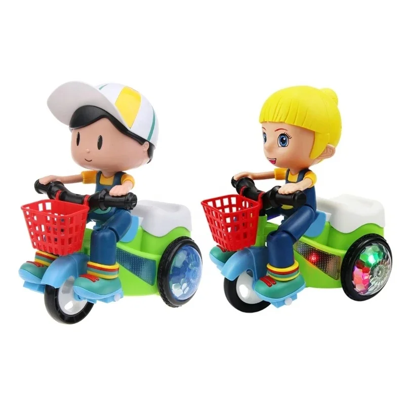 Music Stunt Cool Tricycle Car 360 Degree Rotate Luminous Motorcycle Baby Toys Easy to Use Christmas Gift for Children Kids