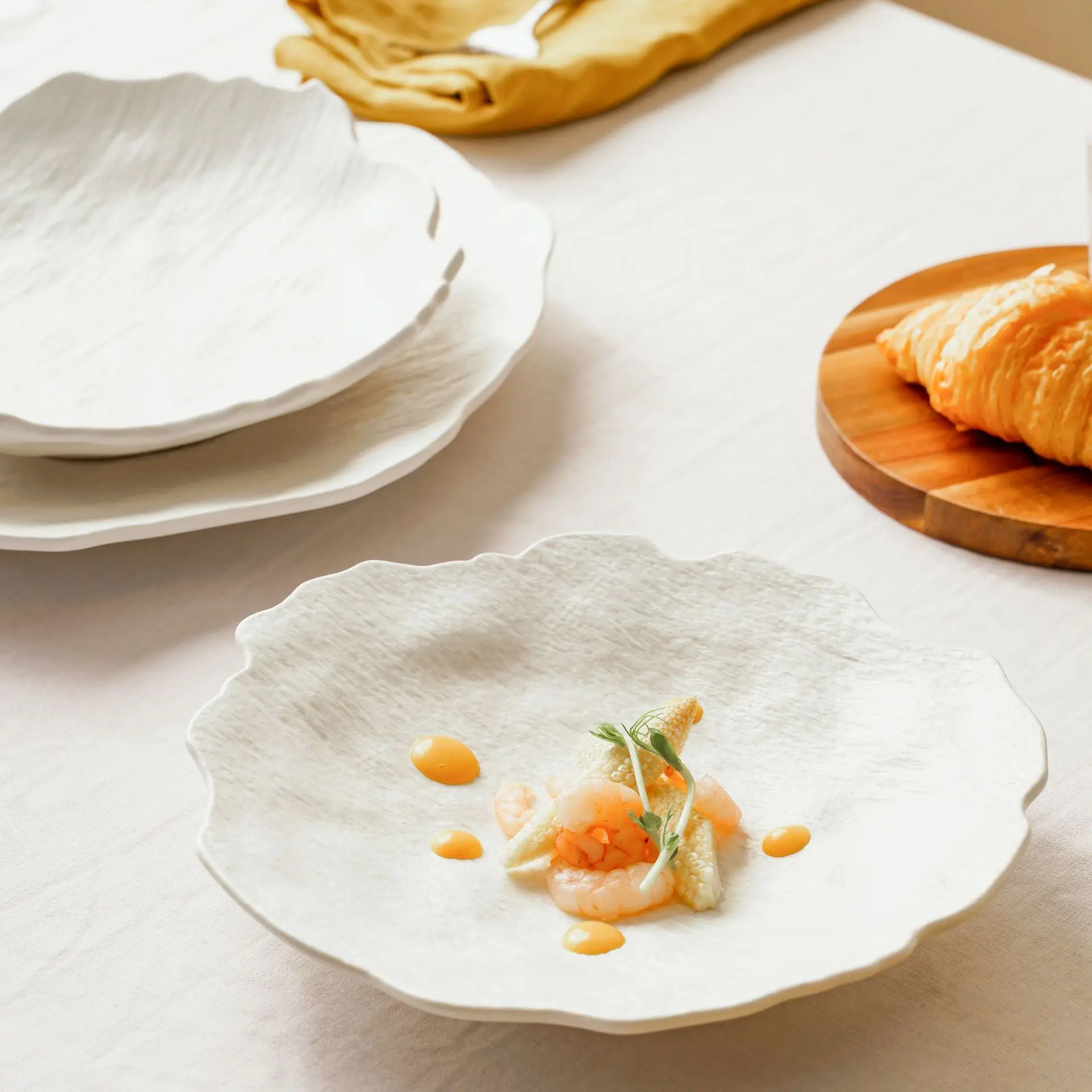 Creative ceramic white stone pattern irregular dish set Amazon foreign trade home hotel western dessert dish