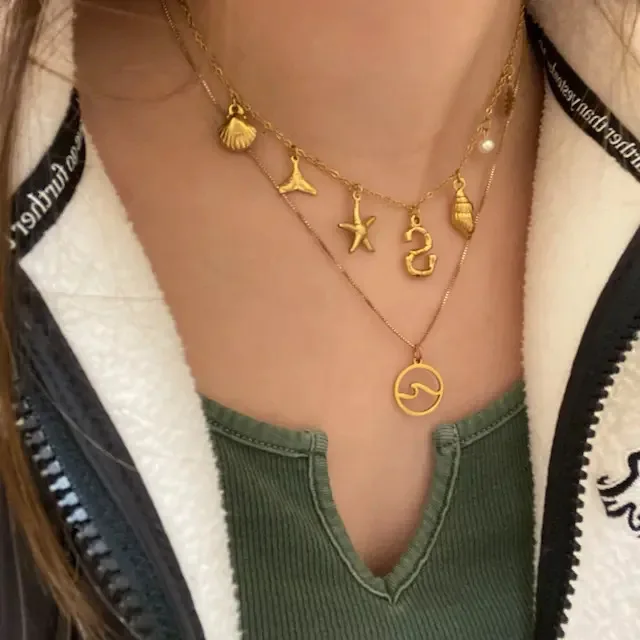 Custom Bohemia Necklace Stainless Steel Gold Silver Diy Summer Starfish Shell Beach Necklace For Woman