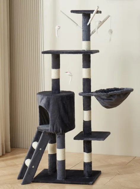 Manufacturer wholesale Custom Luxury Large Cat Tree Tower Cat Scratching Post Climbing Frame Tree  For Kitten Playing Cat Toy