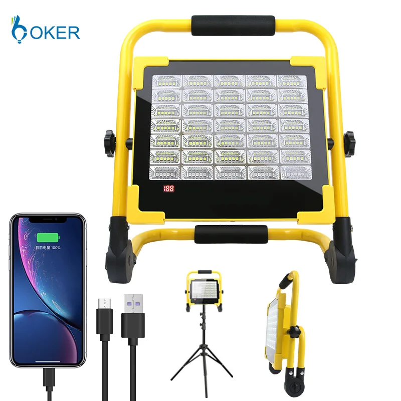 New Design Led Flood Light 300W With Solar hand lamp 175 Led Flood Light  USB TYPE-C Charging Light Floodlight
