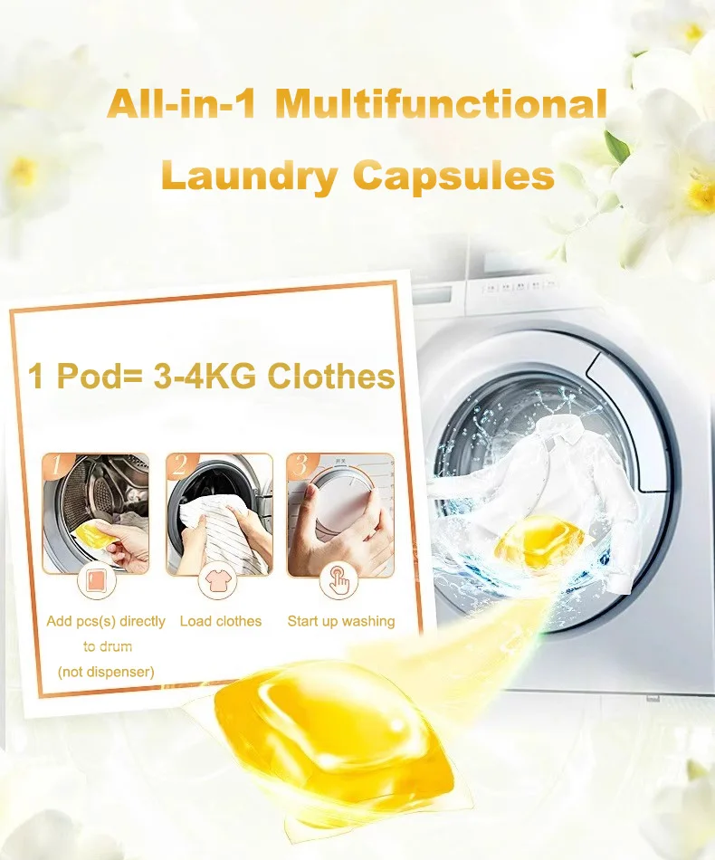 All-in-1 Eco-Friendly Laundry Pods Multi-Feature Cleaning Stain Removal Detergent Gel Environmentally Friendly Washing Liquid
