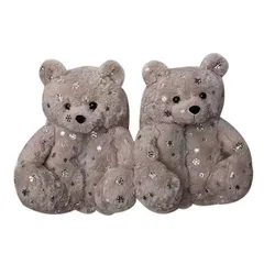 2021 Lovely ins plush bear slipper animals cheap custom bedroom animal teddy bear slippers women  teddy bear slippers