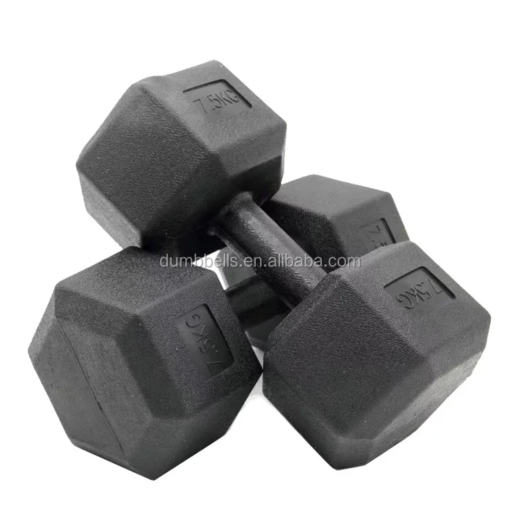 Hot Selling Custom Logo Black Rubber Hex Dumbbell Lbs Home Gym Hexagon Dumbbells kg Weights Set 20kg 50kg Hex Rubber Dumbbells