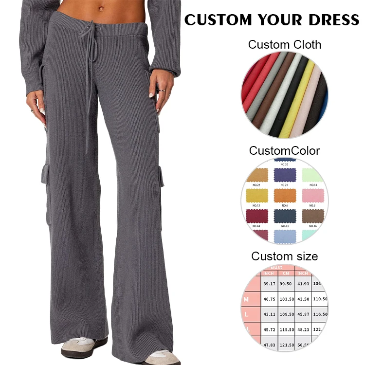 Custom OEM Manufacturer Vintage Pockets High Waist Streetwear baggy Casual ladies Long parachute Cargo Pant for women Trousers