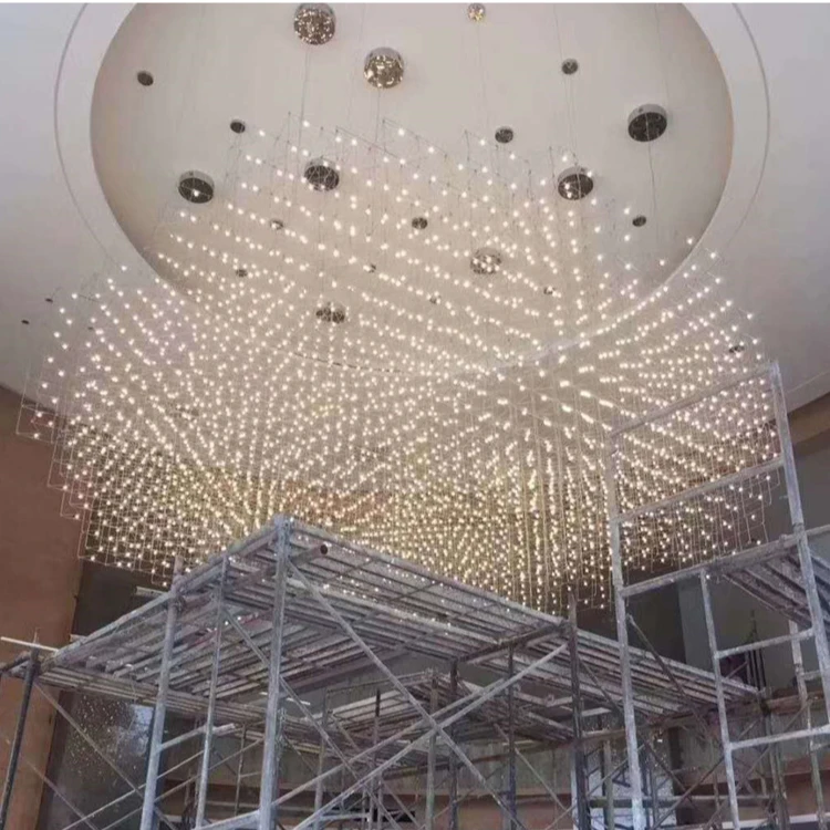 Custom glass k9 crystal art deco hotel lobby large project Indoor chandelier pendant lamp