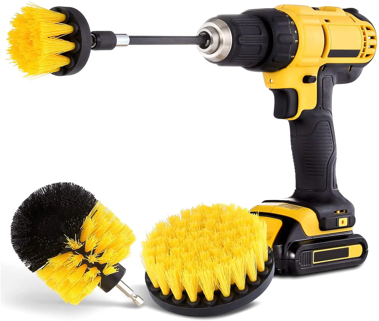 4 Pcs Drill Brush Attachment Set All Purpose Drill Brush with Extend Attachment  Power Scrubber Brush Cleaning Kit (1600592266752)