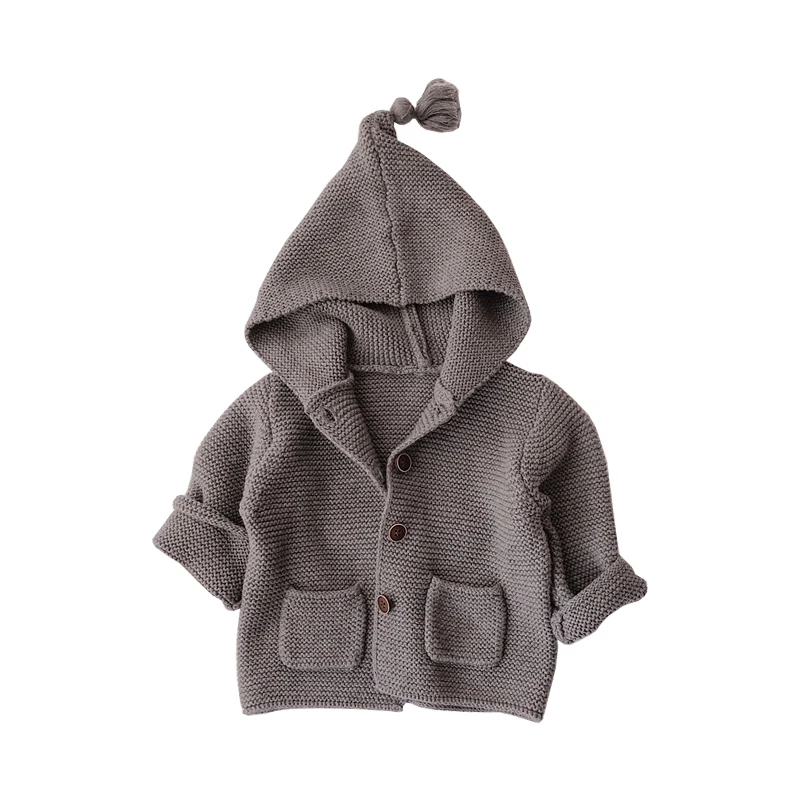 
2021 Fashion Baby Boy Baby Girl Hoodie Button Pocket Knitted Jacket Sweater Cardigan  (1600198295477)
