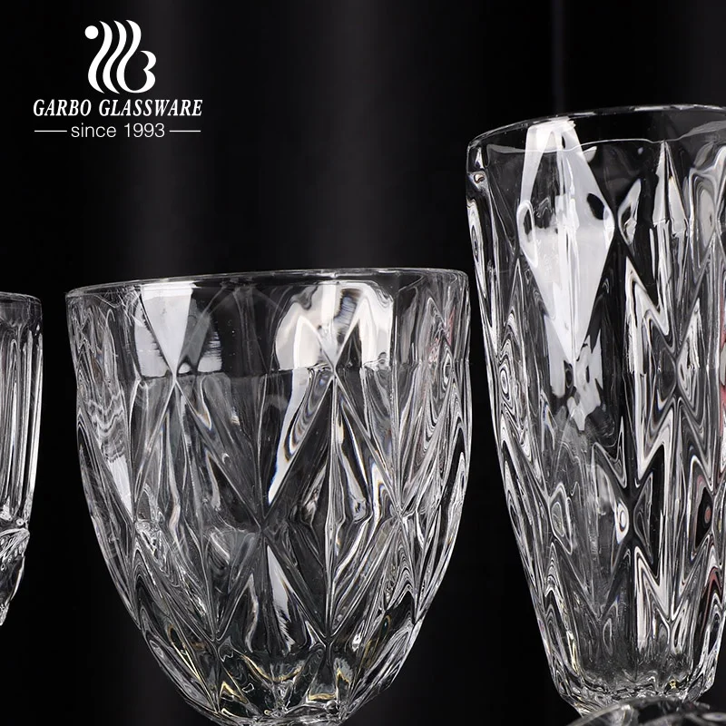 Embossed drinking glassware stem wine glass party glasses juice goblet wedding cup custom spray color stemware champagne glass