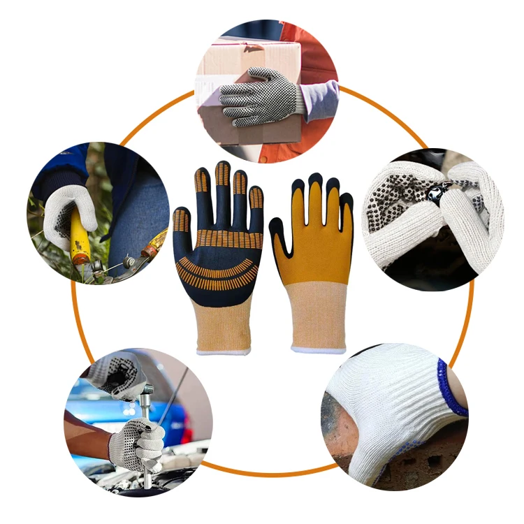 Sunnyhope Nitrile foaming gloves dot pvc foam nitrile gloves anti slip Construction Gloves Industrial Safety