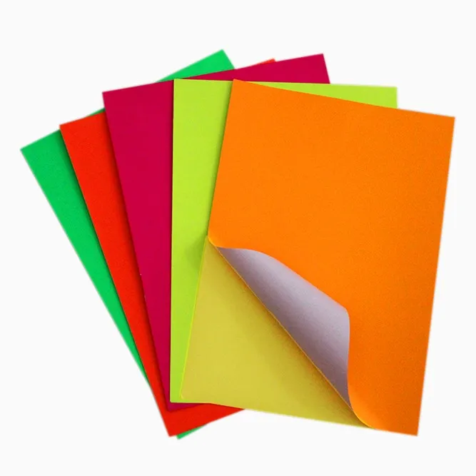 Self Adhesive Label Paper Factory sticker custom Size Fluorescent Color Silicone Wood Pulp adhesive Paper Label Sticker
