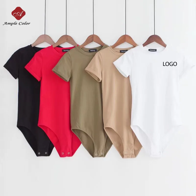 Bodysuits 2022 Spring And Summer Ladies Plain Bodysuit Manufacturers Custom Tshirt Short Sleeve Bodysuit