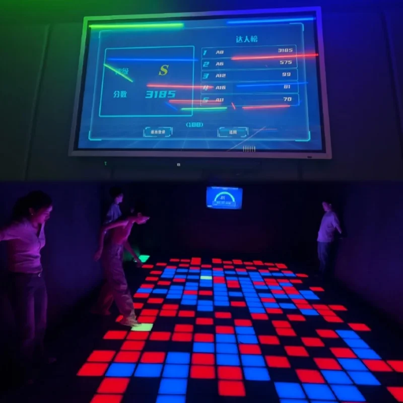 Indoor Amusement Park 30*30cm active floor game room super grid floor tiles interactive led Activate game floor