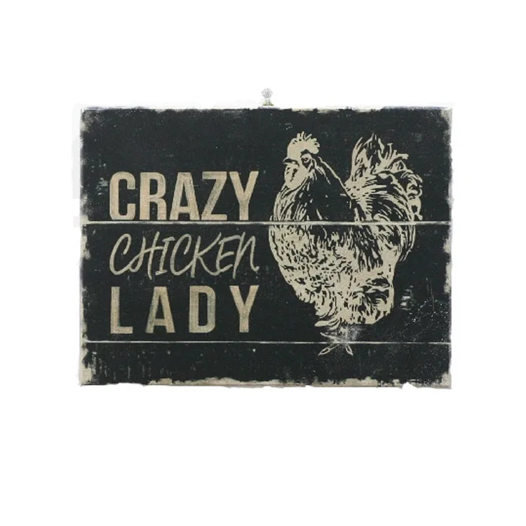 2022 Farm Wooden Sign Hanging Porch Decorations Crazy Chicken Lady Wall Decor Signs