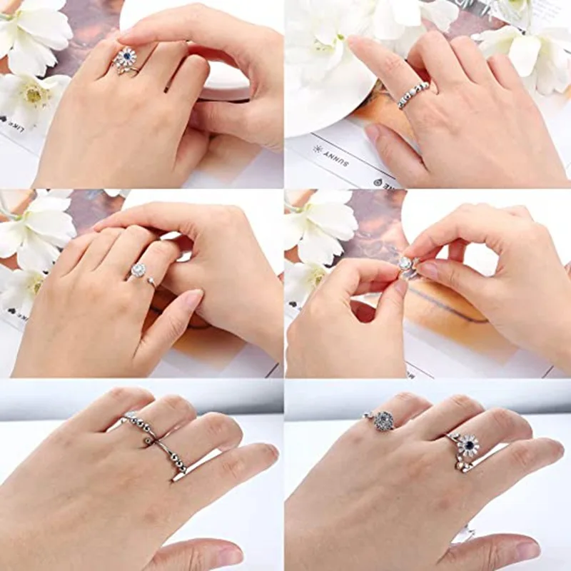 2023 Hot Selling Copper Silver Plated Anti-anxiety Finger Rings For Women Micro-embedded Spinner Zircon Ring