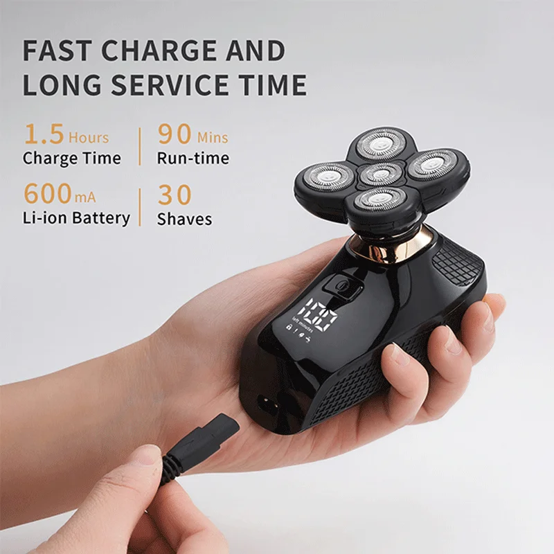 
High Quality Rotary Travel Safety Shaving Set Male Electronic Blade Hair Shaver Mens Cordless Electric 5 Head Shaver 