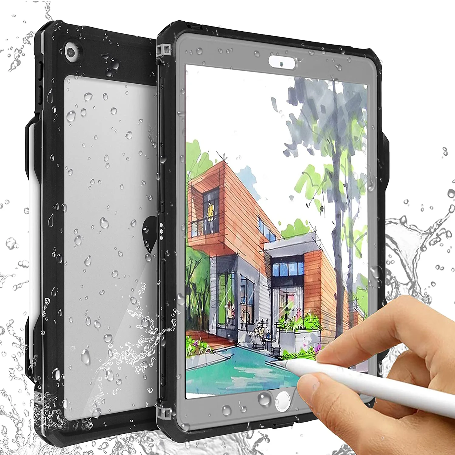  Защитный чехол для планшета водонепроницаемый ipad 7/8th 10 2 дюймов с ремешком подставкой карандашом полным корпусом
