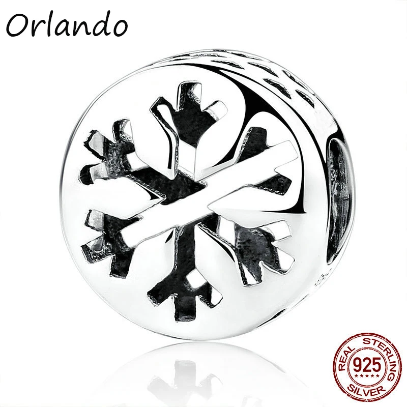 925 sterling silver charm snowflake beads for bracelet DIY Christmas gift Women Jewelry