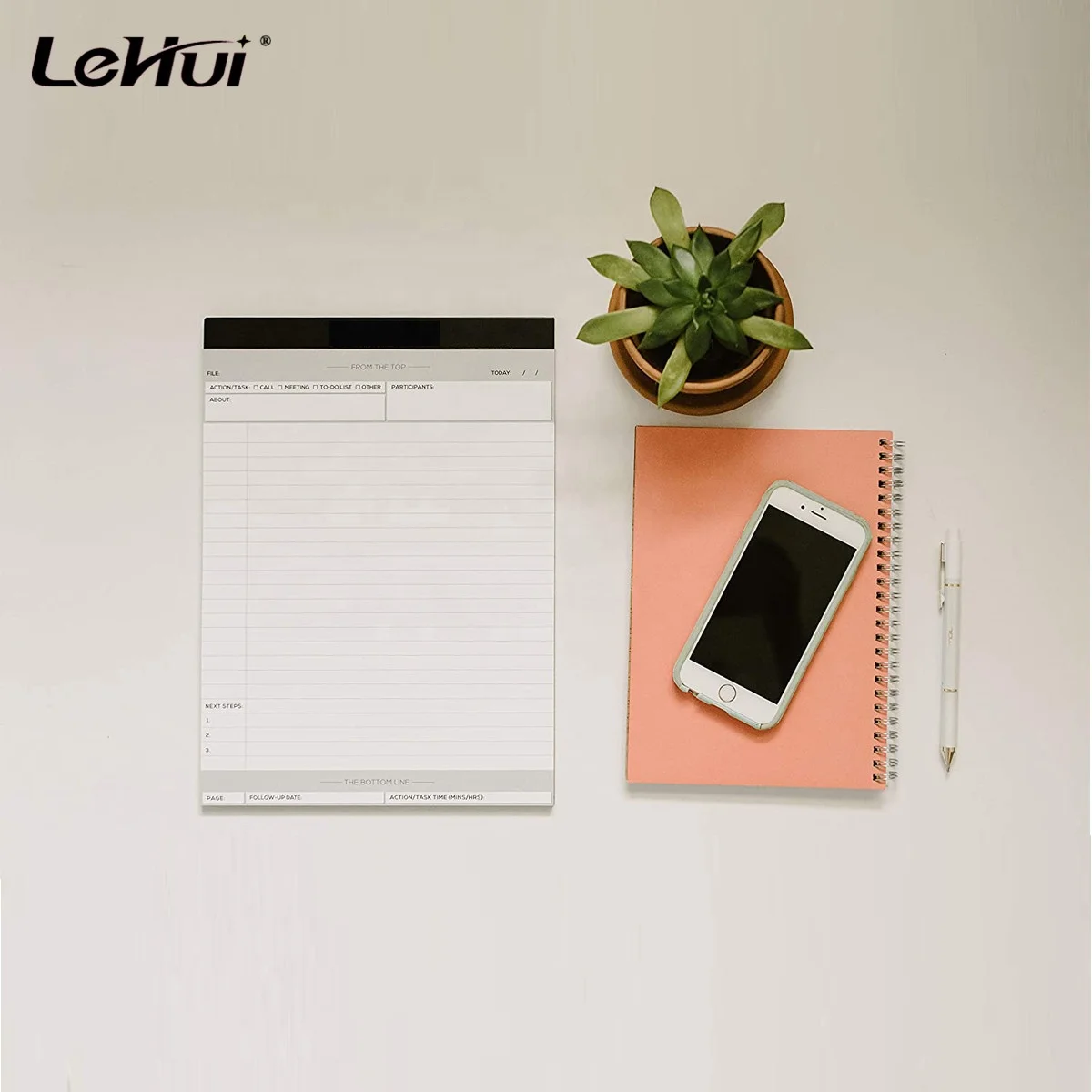 Office Stationery 8.5X11.75' White Quality Paper List Writing And Organizational Rule Legal Pad With Summary Actionable Fields