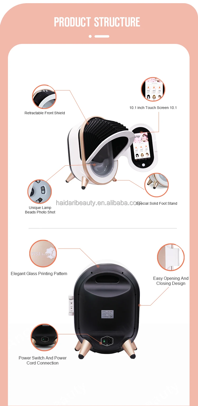 Professional Portable Facial  3D smart  facial equipment skin test uv visia Magic Mirror Skin Analyzer for  skin care