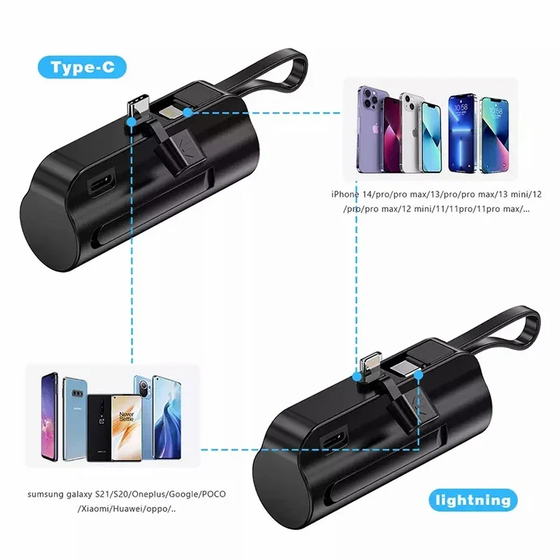 Power Bank 5000mAh KC Battery Mini Phone Holder Socket Pocket Capsule wireless for samsung iphone mobile