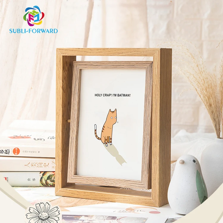 Factory Price Handmade Natural Sublimation Double Sided Wooden Picture Floating Photo Frame