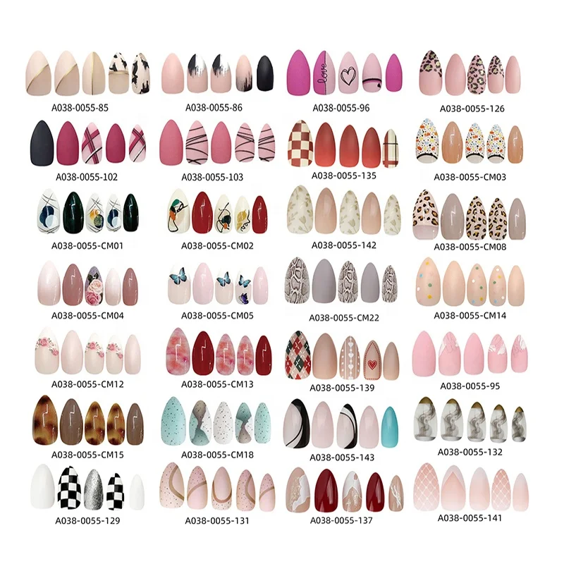 Multiple styles Press on Nail Wholesale Fake Nails Matte Gel Polish UV Press On Coloured Pre-Glue False Nails