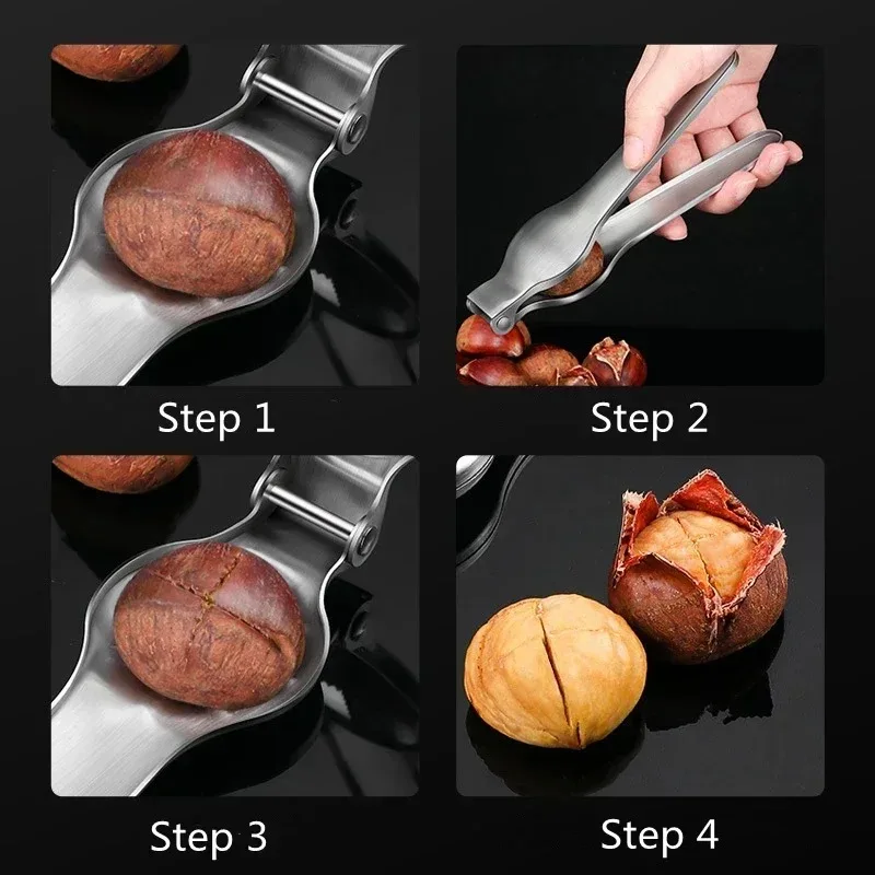 Walnut Pliers Clip Cutter Opener Nut Cracker Sheller Kitchen Tools Nut Crackers 2 in 1 Stainless Quick Chestnut Opener Machine