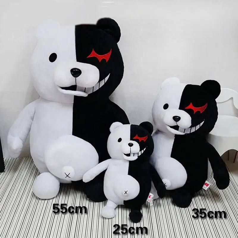 Soft Stuffed Animal Dolls Birthday Gift for Children Black and White Bear Plush Toy