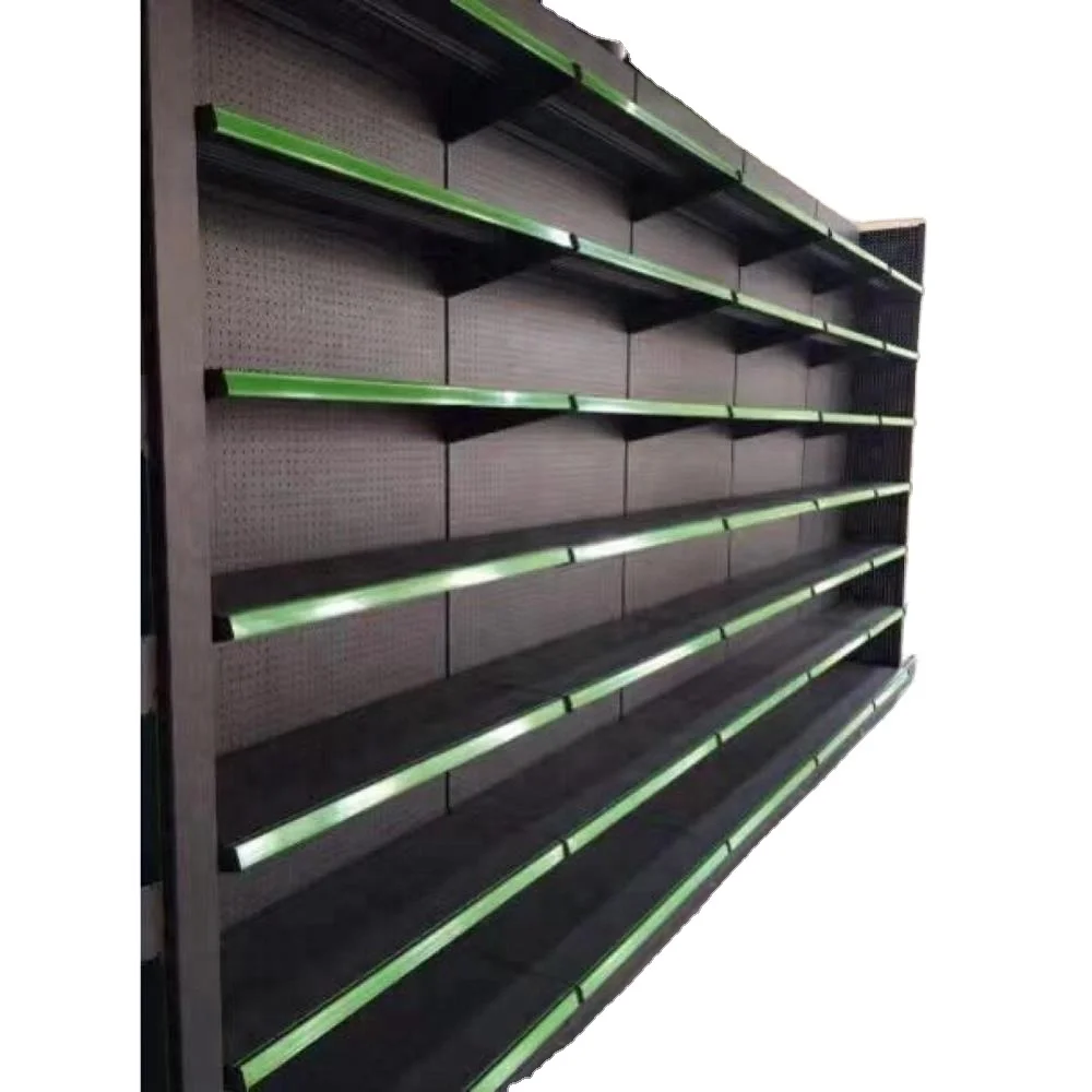 Design Gondola Supermarket Shelf with Glass Layer