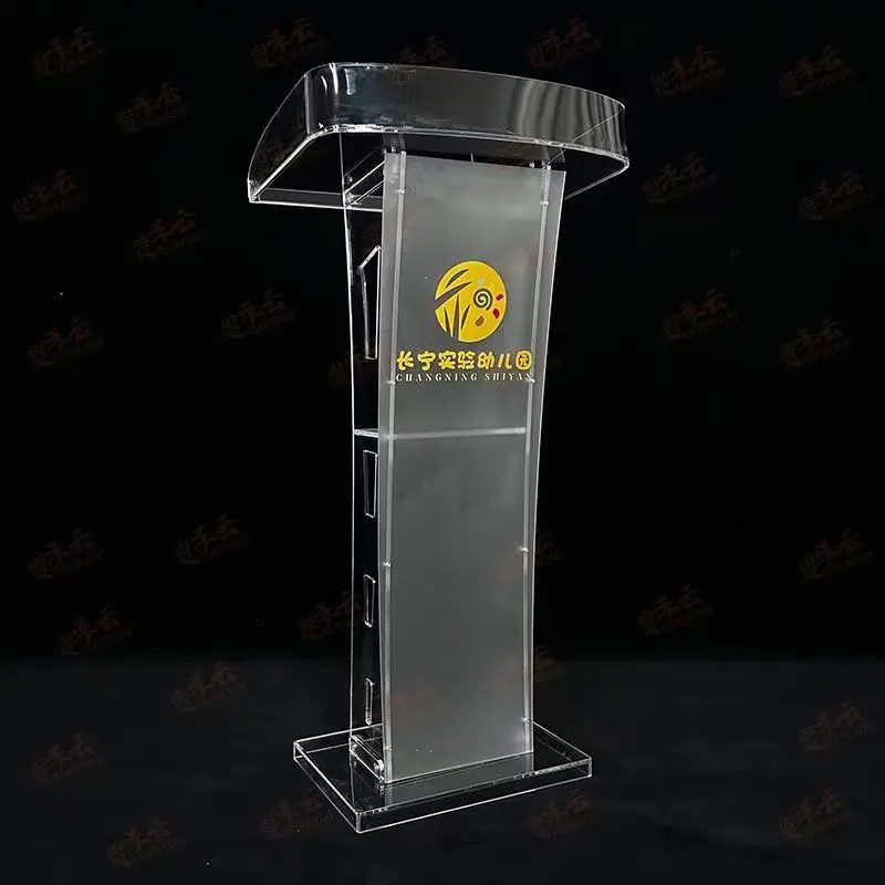 Custom Transparent Acrylic Podium Kindergarten Podium Plexiglass Reception Information Desk