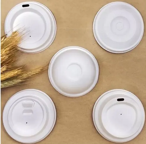 Biodegradable Coffee Cup Lid 62/80/90 MM Sugarcane Bagasse Coffee Cup Lid For Cold/Hot Beverages