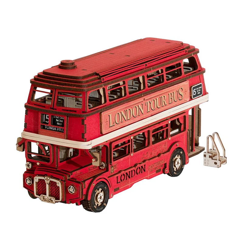 Robotime Rolife DIY Toys Handmade Assembled Model Kit TGM02 London Tour Bus 3D Wooden Puzzles
