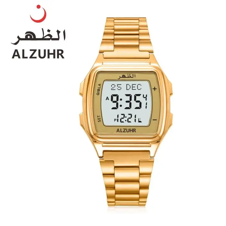 Factory original al fajr watch black alloy case Islamic azan prayer watch ramadan gift/prayer times worldwide ALZHUR302