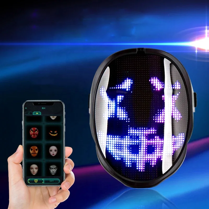 Led Mask For Adults For Cosplay Party Led Full Face Masks Led Halloween Mask With App Blue Tooth Programmable