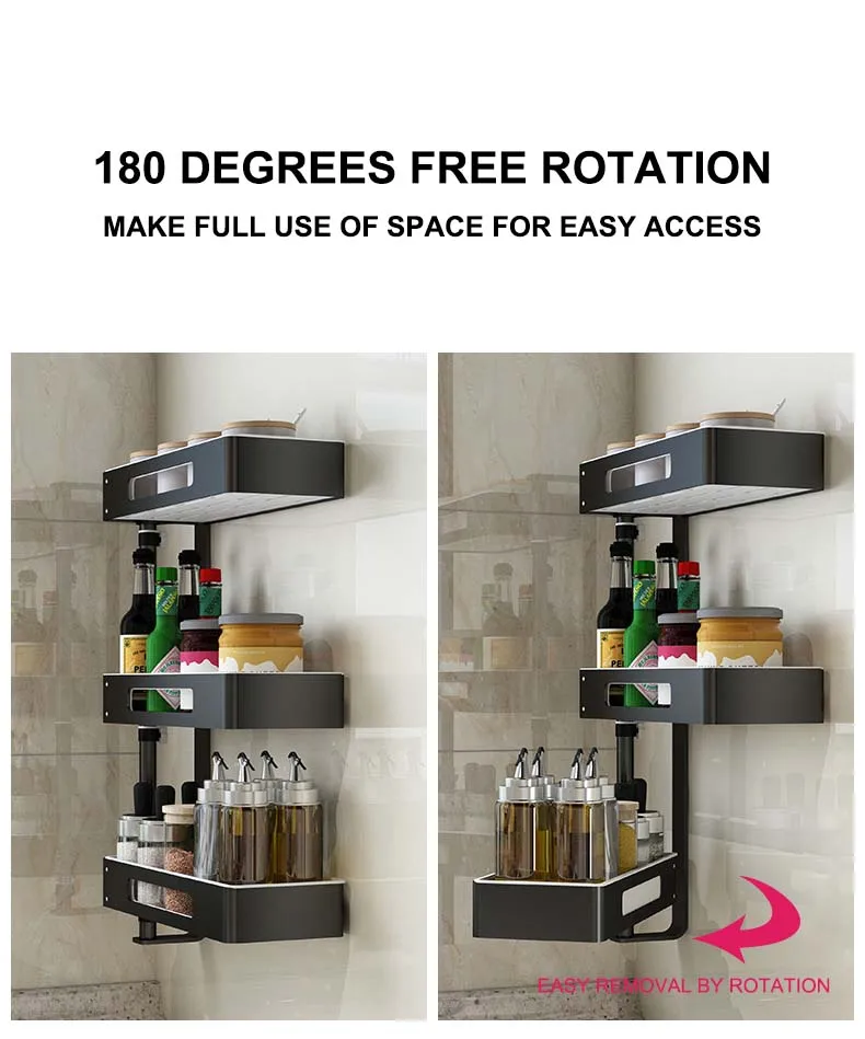 One to Four Floors Can Rotate and Freely Adjust the Wall Mounted Storage Rack of the Bathroom Storage Racks Kitchen Accessories