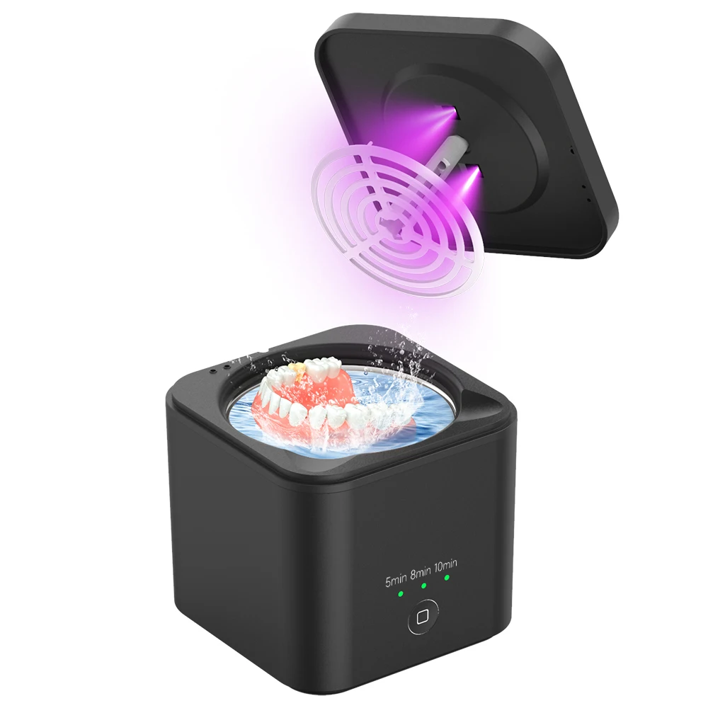 Portable Ultrasonic UV Light Cleaning Machine Wash Jewelry Watch Washing Glasses Dental False Teeth Household Denture Cleaner