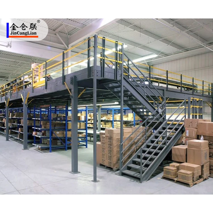 Pallet Racking Steel Structure Supported Mezzanine Floor With Stair