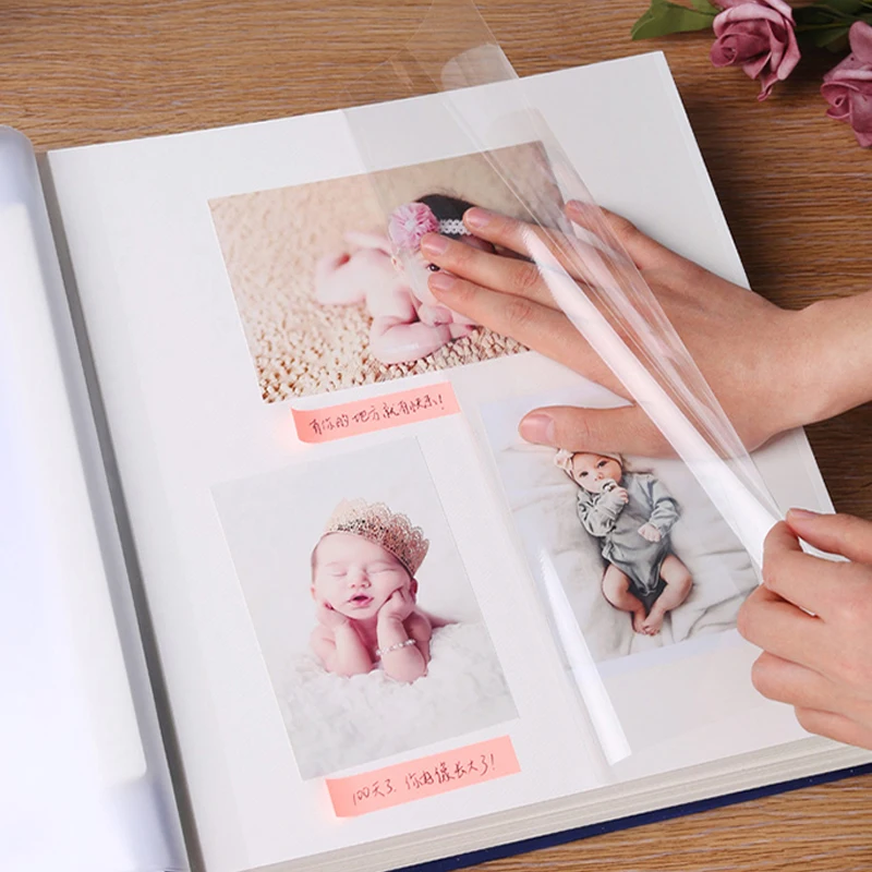 
Leather cover paper transparent pvc photo album diy waterproof photo book self adhesive photo album 