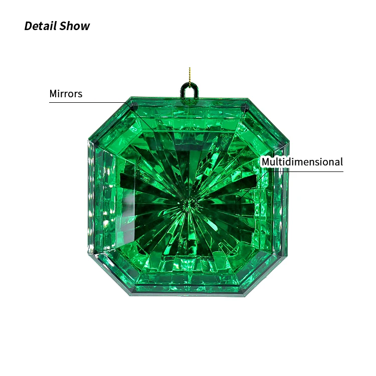 New Clear Jewel Crystals Ornaments Acrylic Diamonds Rhinestones Emerald Gemstone Shape Christmas Tree Hanging Decorations