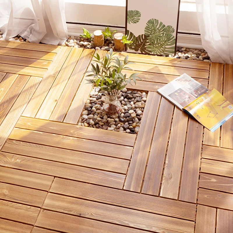 Garden Anticorrosive Floor Carbonized Wood Solid Wood Flooring Panel Outdoor Terrace Engineered Wooden Flooring