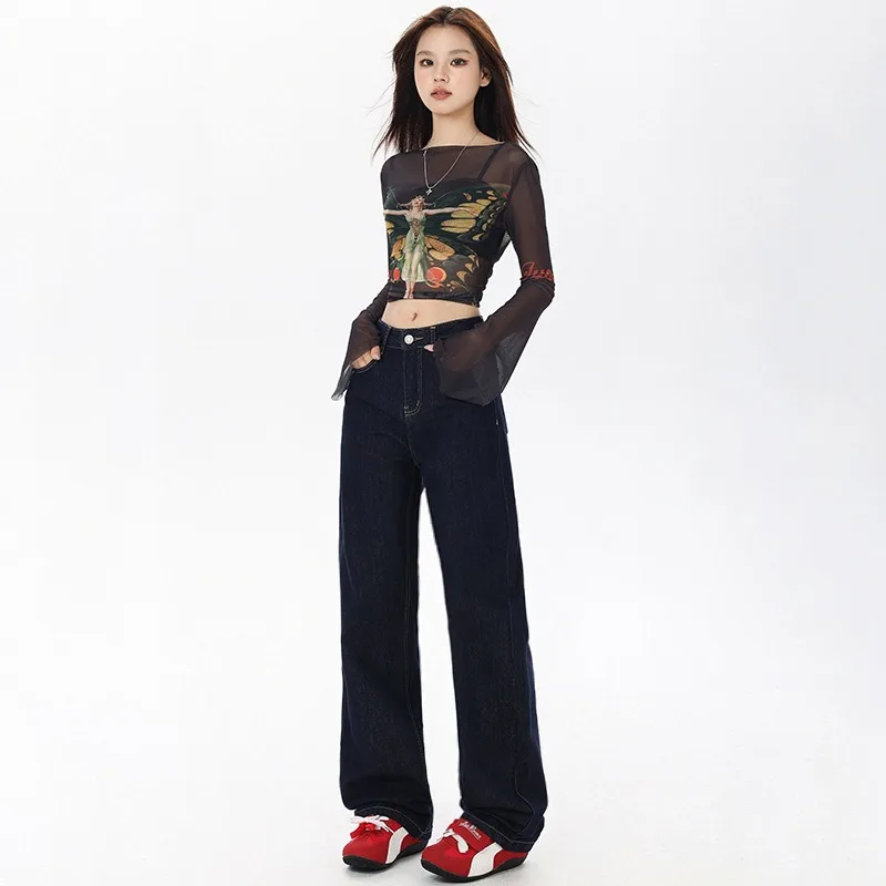 Женские темно-синие джинсы