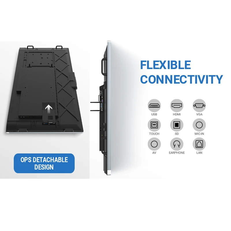 Dual System 8+256G All in One PC Whiteboard 75 inch interactive smart board