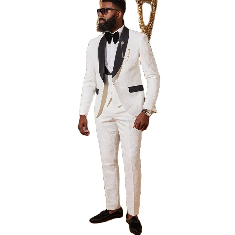 Bridalaffair  3 Pieces African Wedding groom wear  Casual Notched Lapel costume hommes classic wedding suit men Tuxedos Business